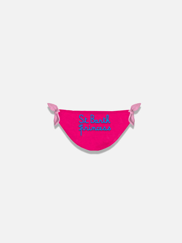 Slip da bagno da bambina fucsia con ricamo