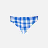 Girl swim briefs with white and bluette vichy print