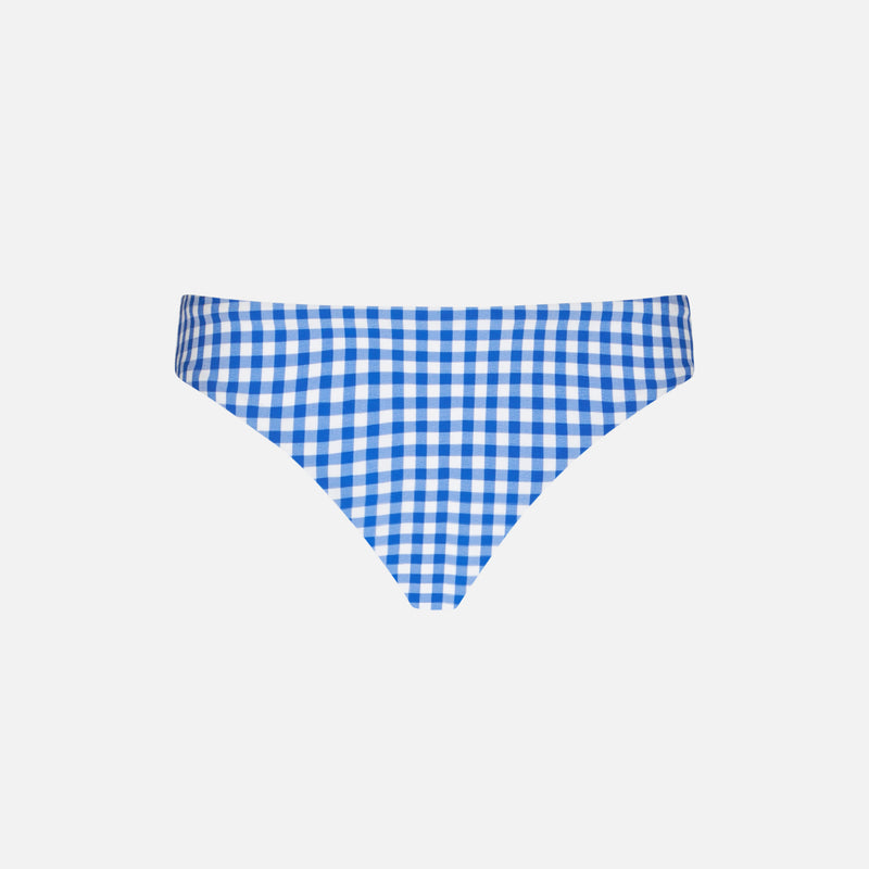 Girl swim briefs with white and bluette vichy print