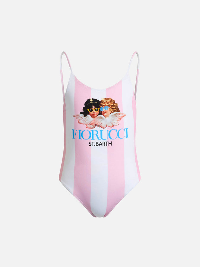 Mc2 Saint Barth Costume intero da bambina Cecille Jr con stampa piazzata angeli Fiorucci | EDIZIONE SPECIALE FIORUCCI