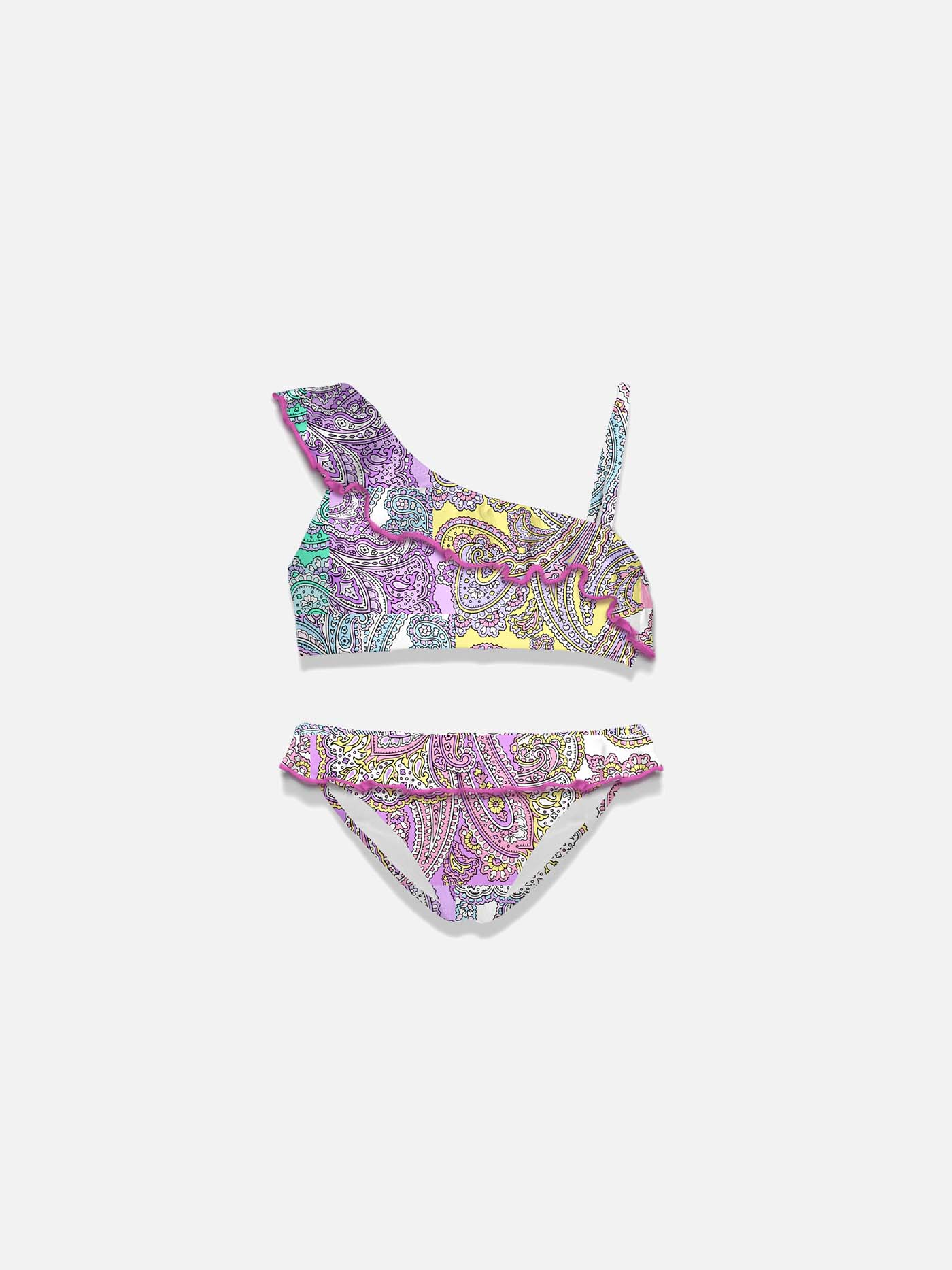 Mc2 Saint Barth Bikini da bambina a triangolo con stampa tropicale Presa Abbigli