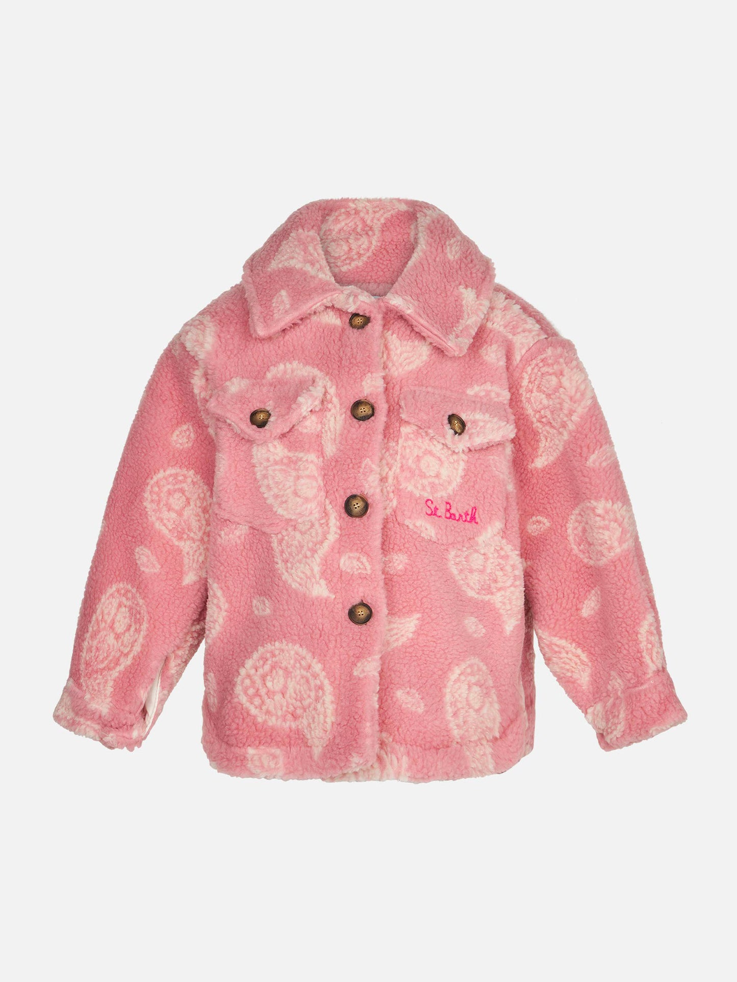 Girl sherpa overshirt with paisley print - MC2 Saint Barth
