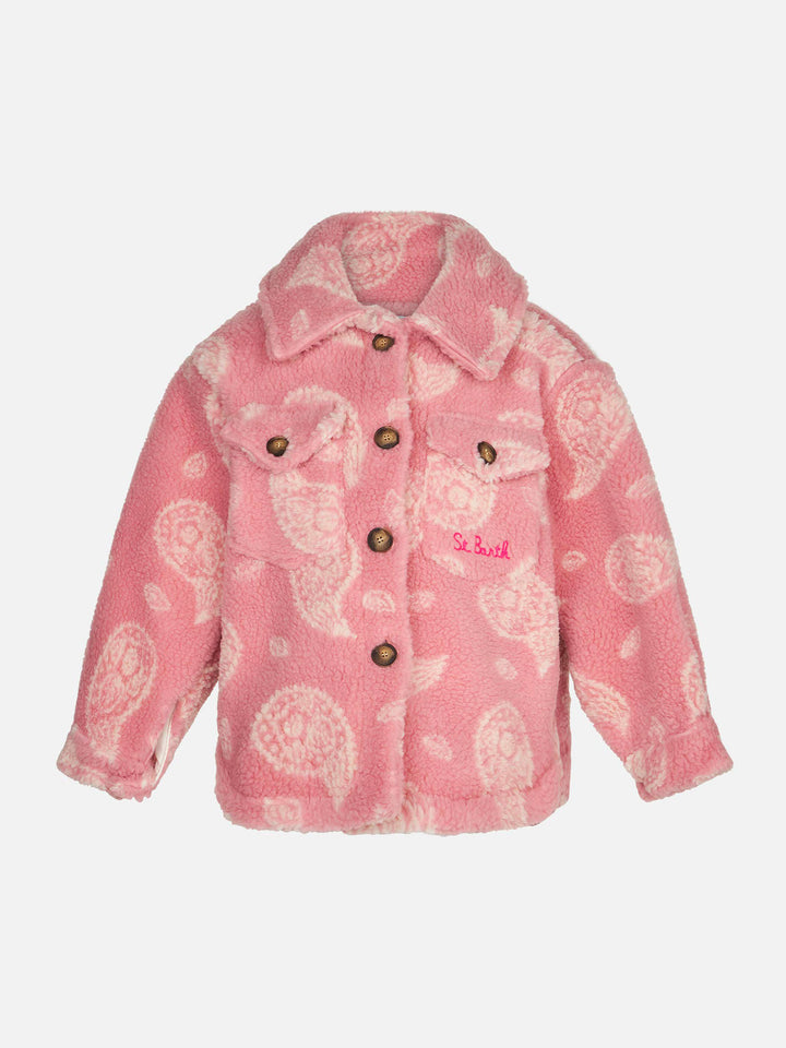 Girl sherpa overshirt with paisley print - MC2 Saint Barth