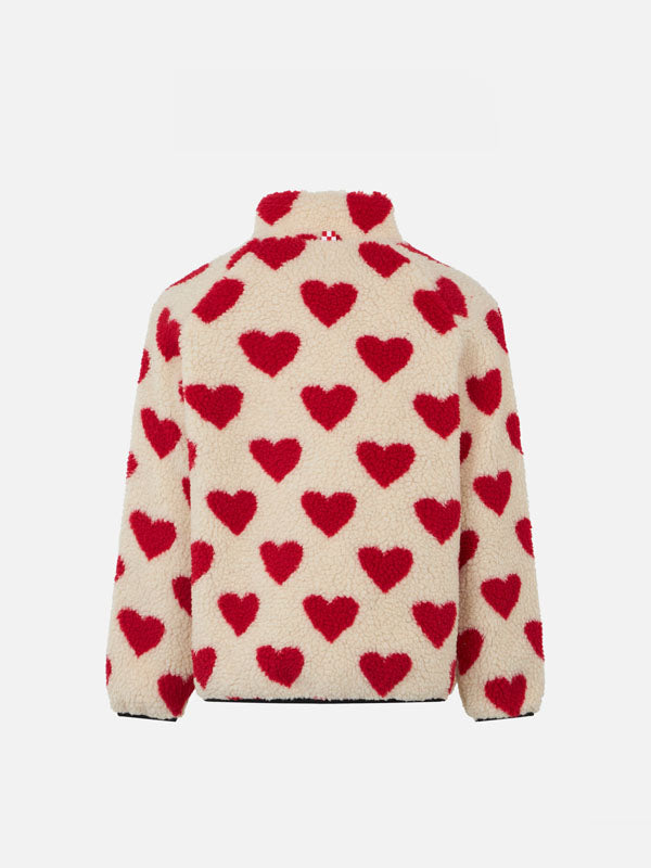 Mädchen-Sherpa-Jacke mit Herz-Print
