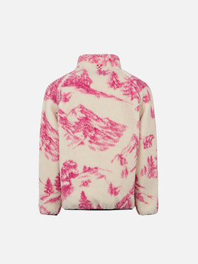 Girl sherpa jacket with toile de jouy print - MC2 Saint Barth