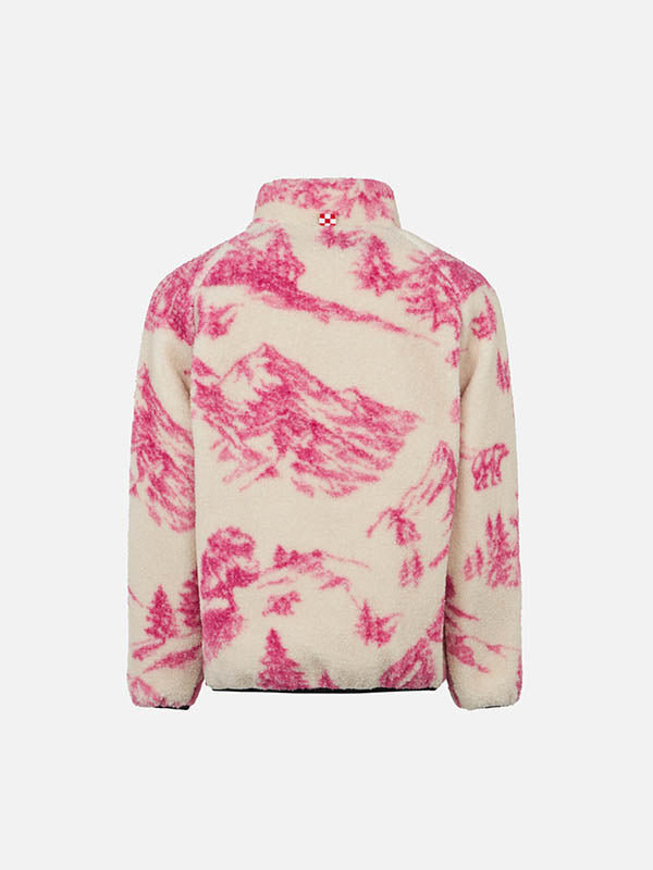 Girl sherpa jacket with toile de jouy print - MC2 Saint Barth