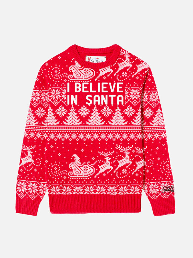 Mc2 Saint Barth Maglia da bambina con scritta I believe in Santa