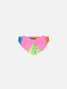 Girl swim briefs with fluo bandanna print - MC2 Saint Barth
