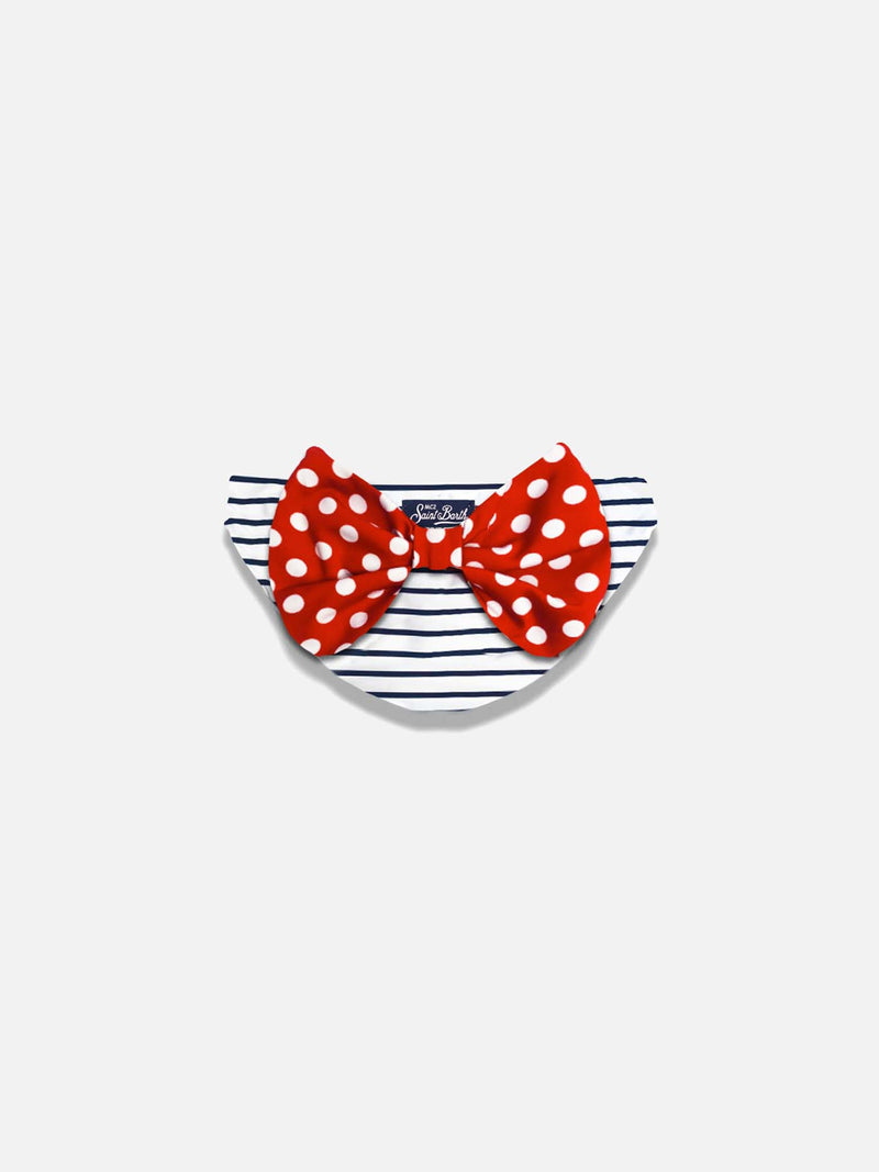 Girl swim briefs with polka dot bow