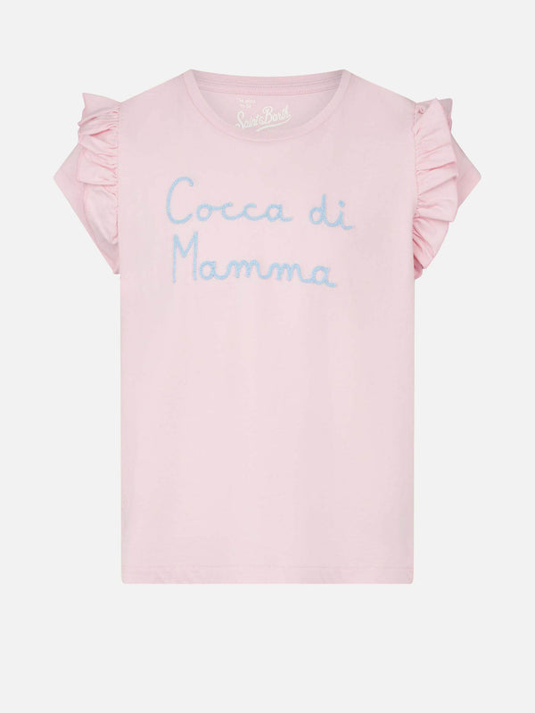 Mädchen-T-Shirt mit Cocca di Mamma-Stickerei
