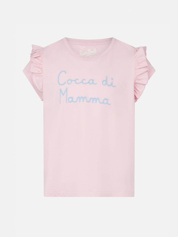 T-shirt da bambina con ricamo Cocca di mamma