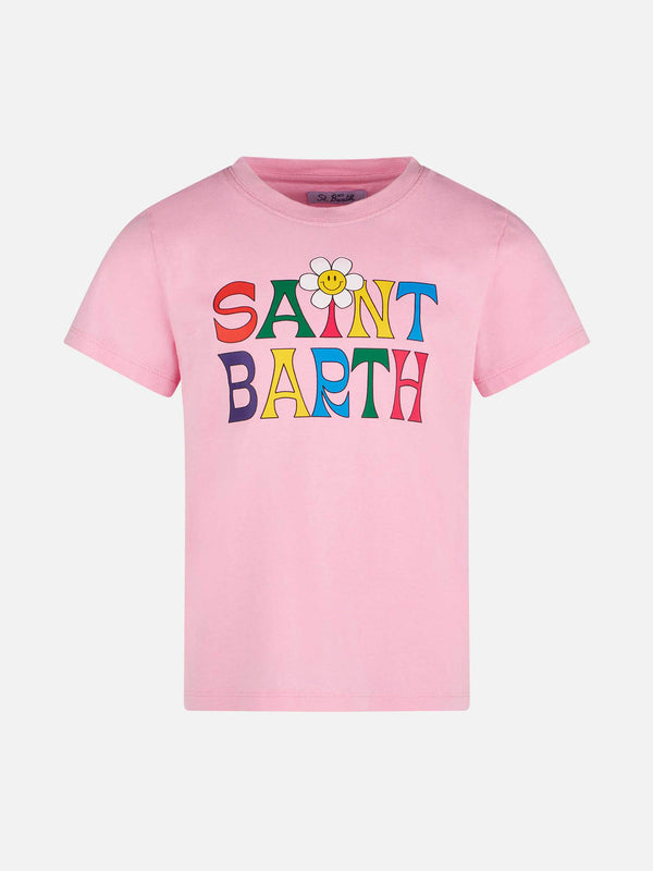 Mädchen-T-Shirt mit Saint Barth-Logo und Gänseblümchen