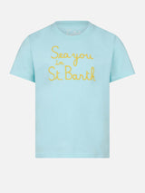Mädchen-T-Shirt mit „Sea you in St. Barth“-Stickerei
