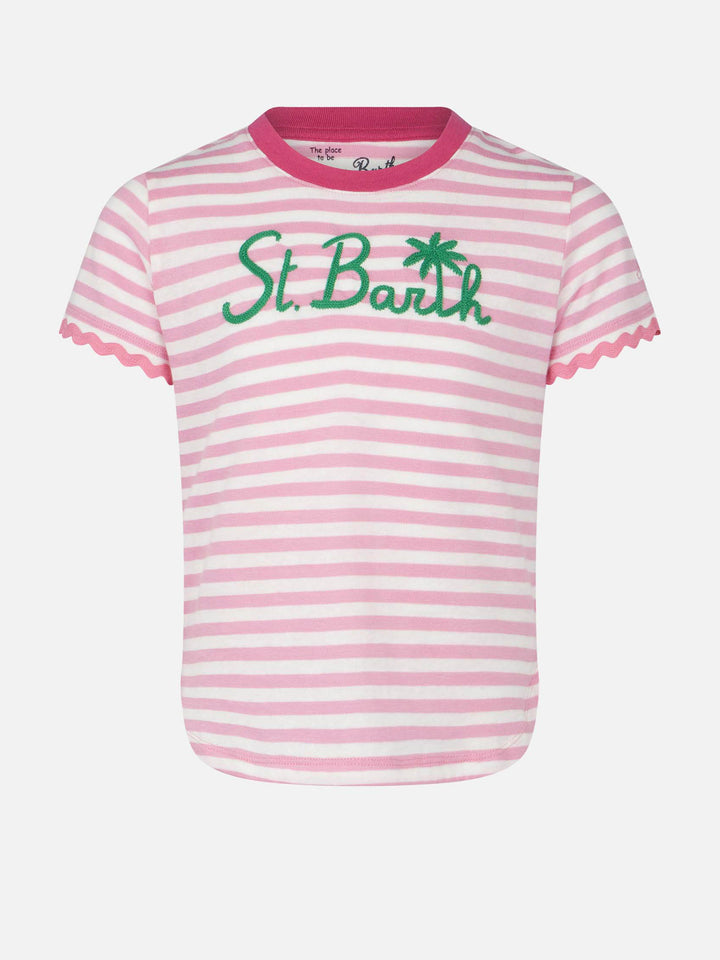Girl t-shirt with stripes and embroidery - MC2 Saint Barth