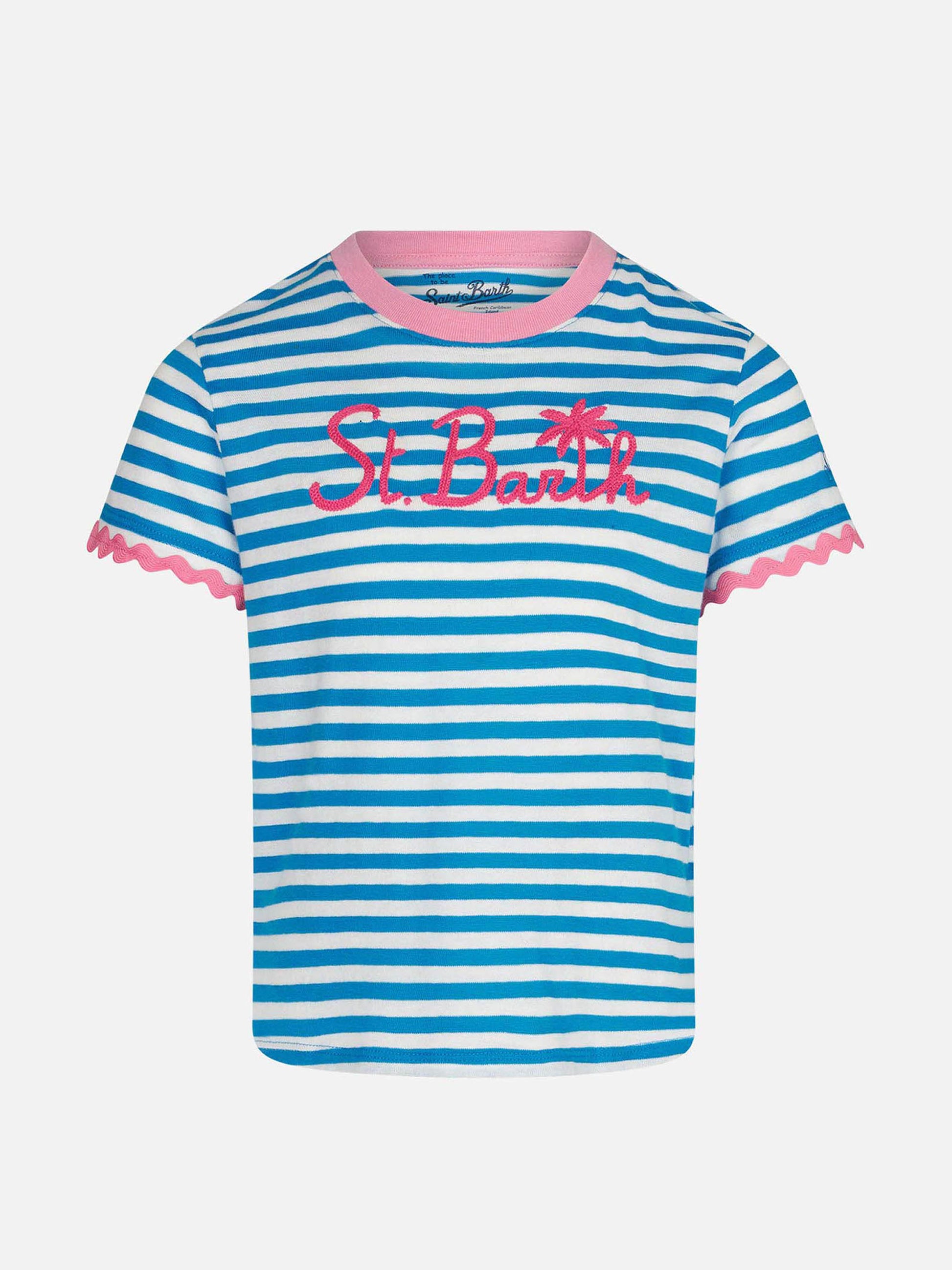 Girl t-shirt with stripes and embroidery - MC2 Saint Barth