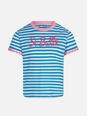 Girl t-shirt with stripes and embroidery - MC2 Saint Barth