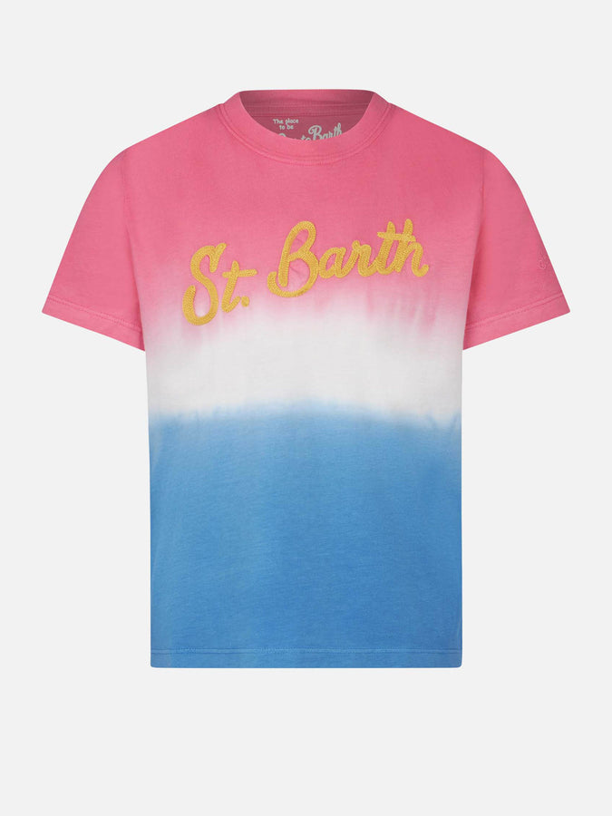 Mc2 Saint Barth T-shirt tie dye da bambina con scritta St. Barth