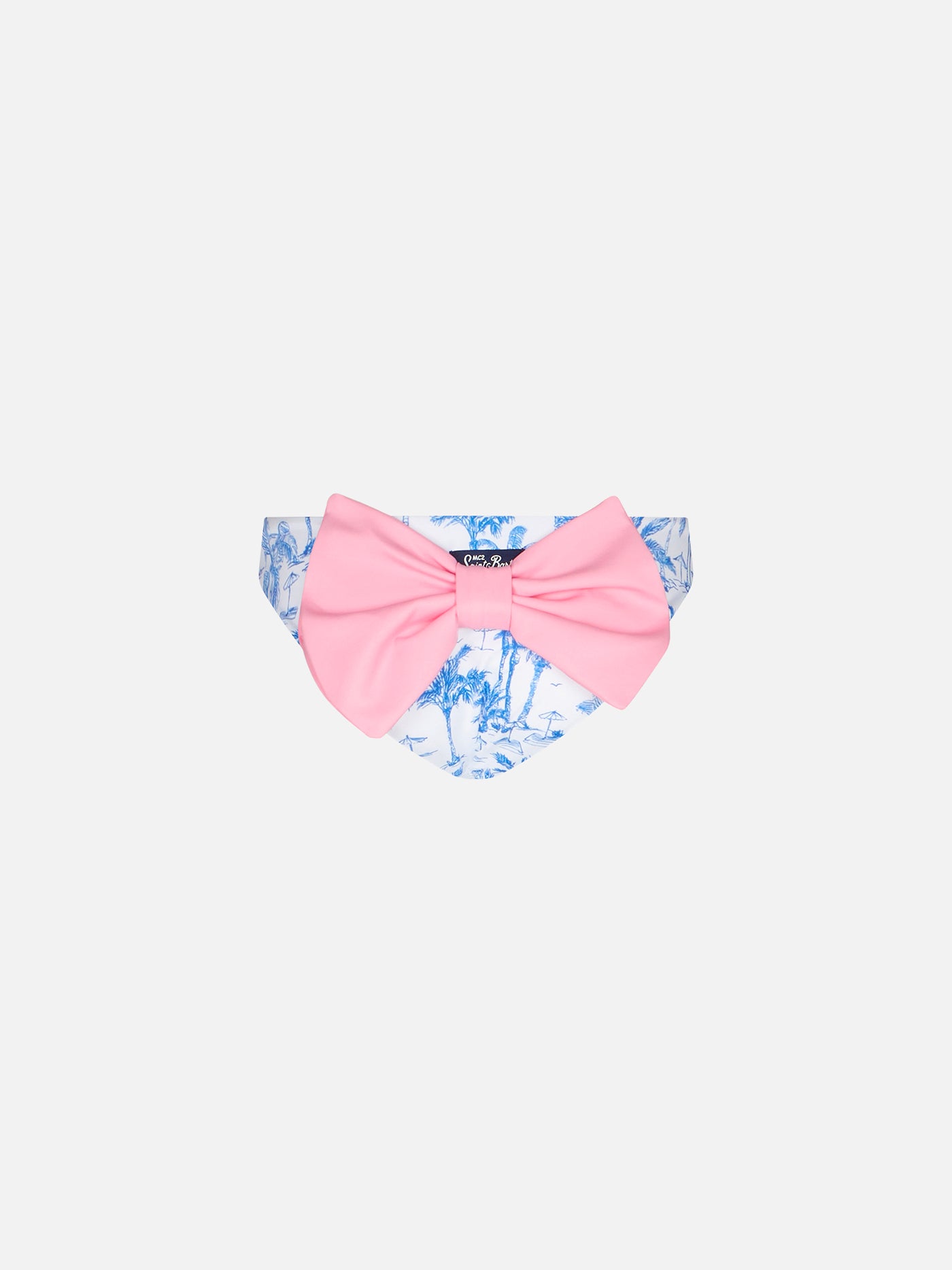 Girl swim briefs with toile de jouy print and bow - MC2 Saint Barth