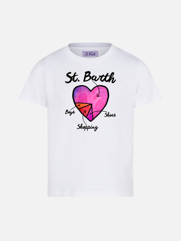 T-shirt da bambina con stampa cuore St. Barth
