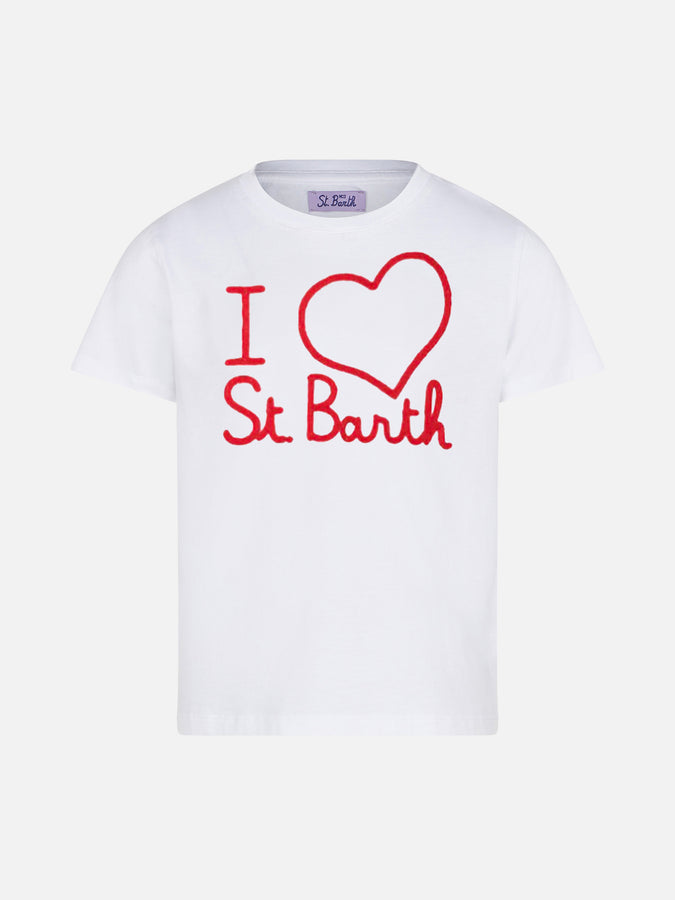 Mc2 Saint Barth T-shirt da bambina con ricamo I love St. Barth