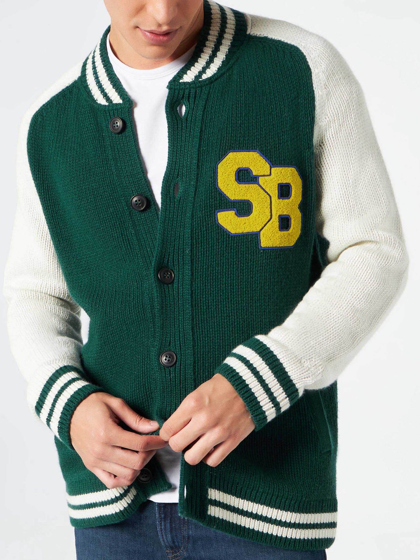 Green knit bomber college style - MC2 Saint Barth