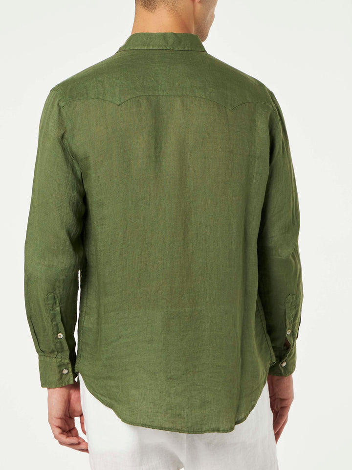 Dark green linen shirt - MC2 Saint Barth