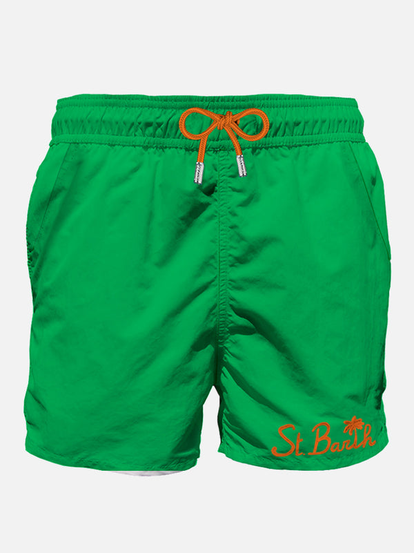 Grüne Herren-Badeshorts mit Tasche