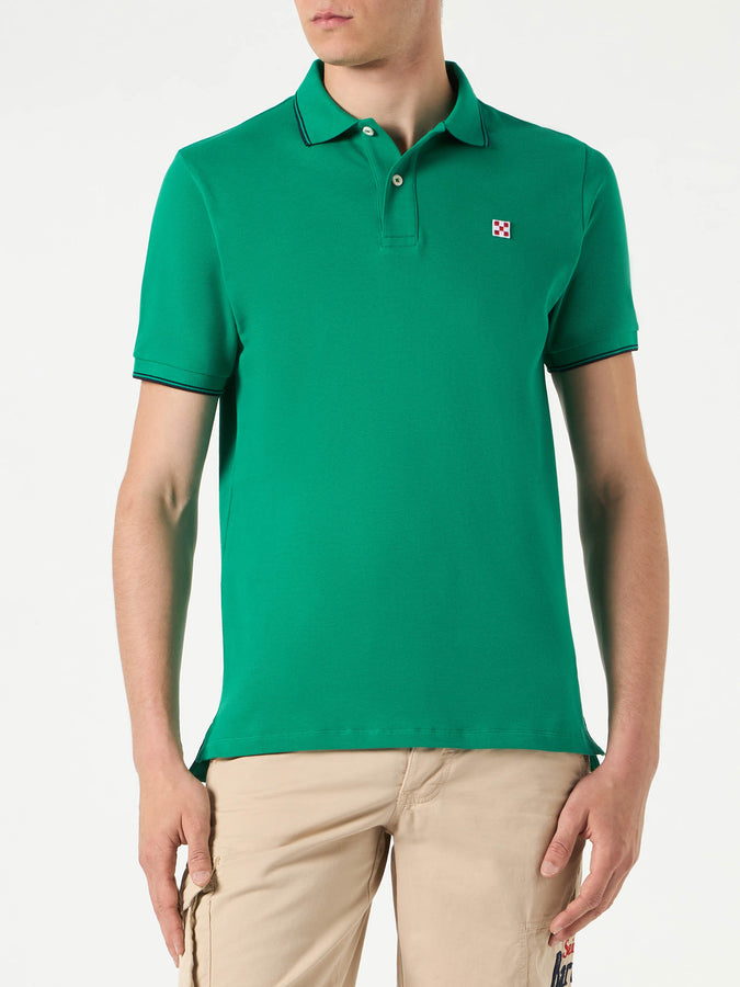 Mc2 Saint Barth Polo piquet verde con logo St. Barth