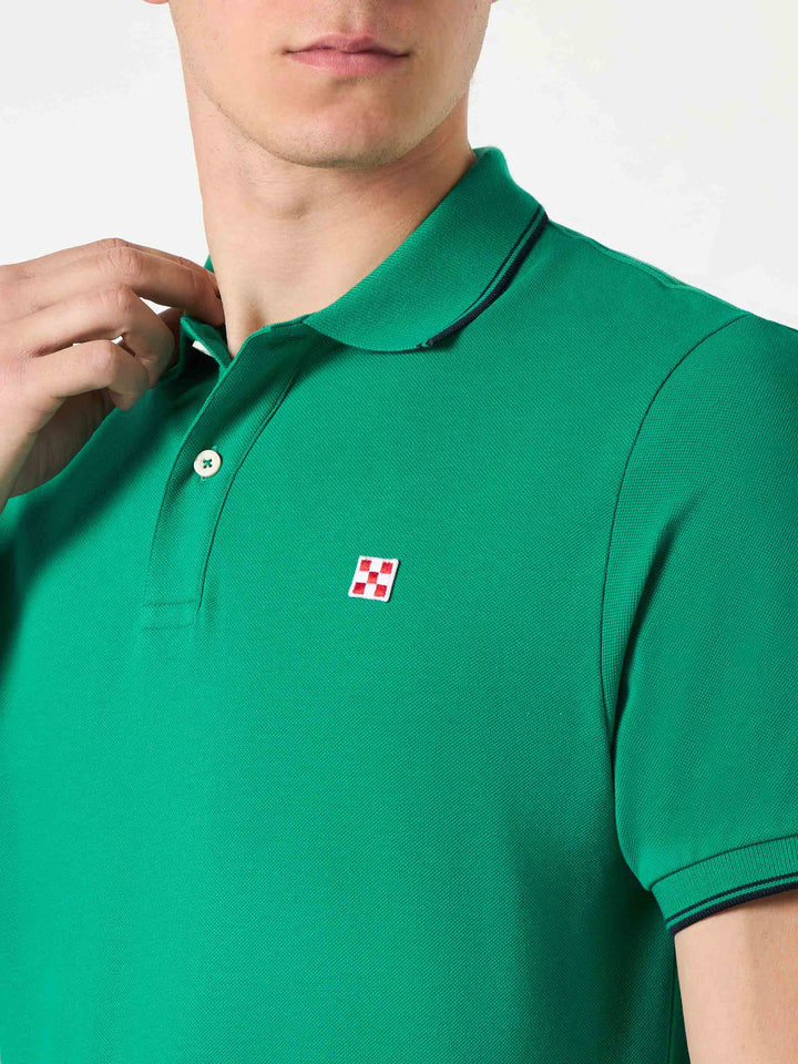 Green piquet polo with St. Barth logo - MC2 Saint Barth