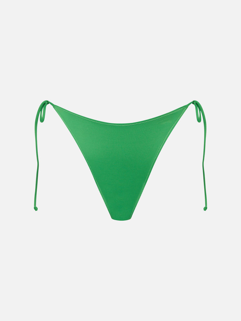 Slip da bagno da donna verde con laccetti laterali