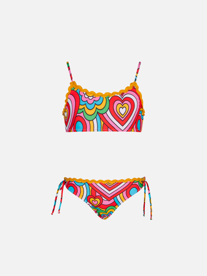 Mc2 Saint Barth Bikini da bambina a bralette con stampa multicolore