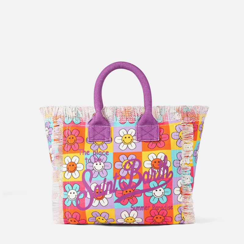 Colette canvas handbag with smiling daisy print