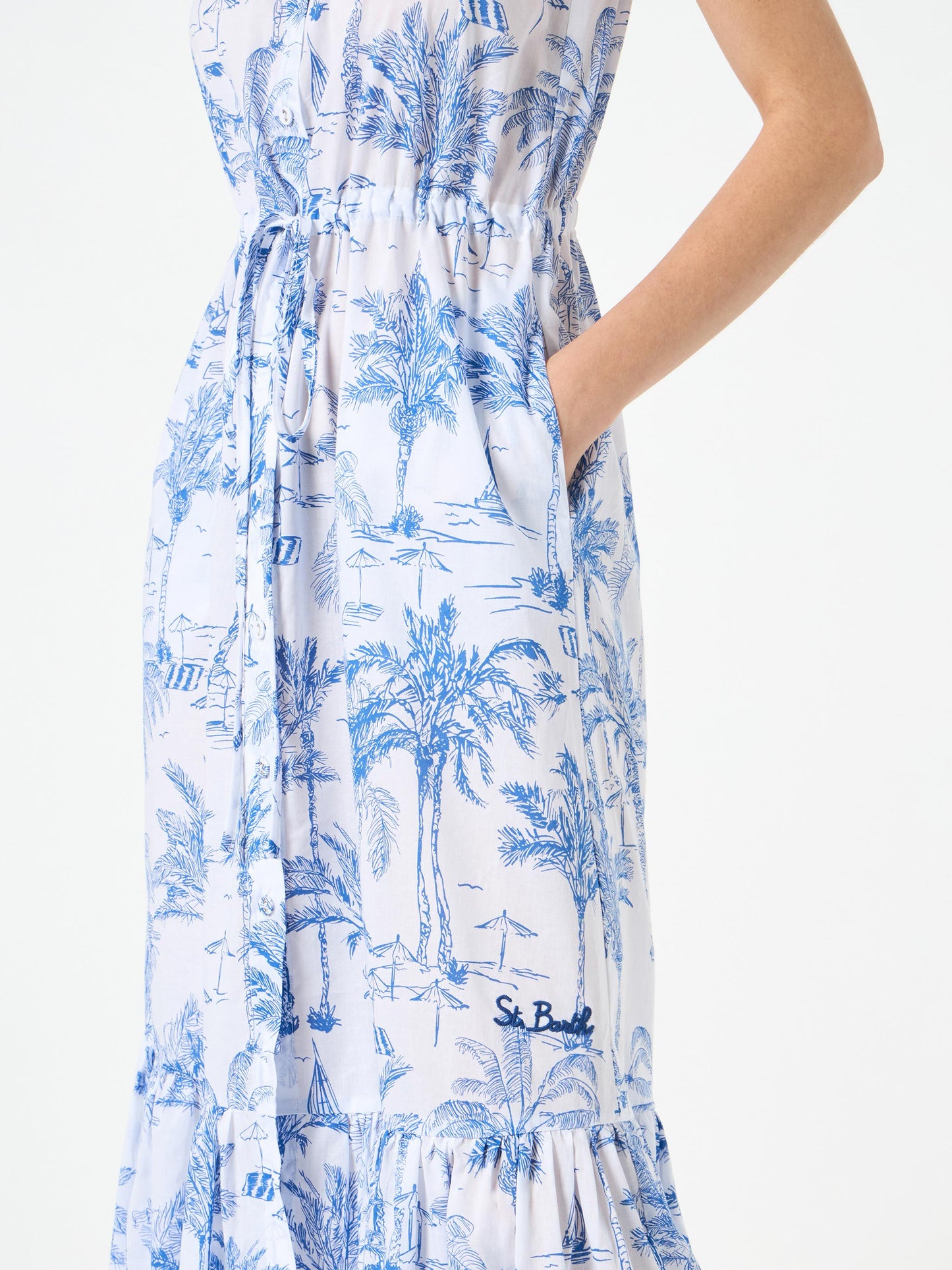 Woman halterneck dress with toile de jouy print - MC2 Saint Barth