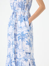 Neckholder-Kleid für Damen mit Toile-de-Jouy-Print