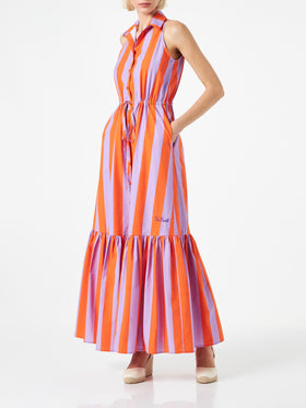 Woman halterneck dress with striped print - MC2 Saint Barth
