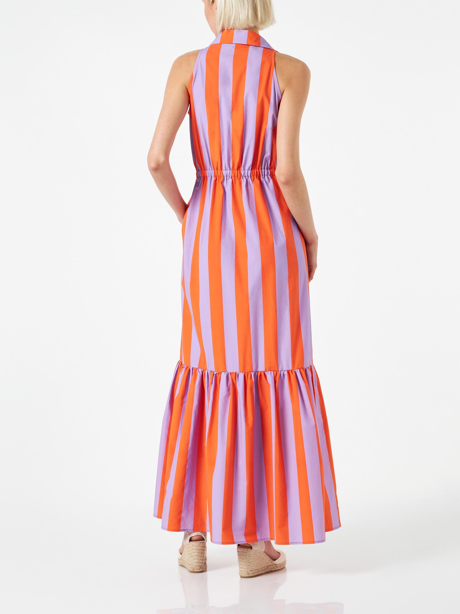Woman halterneck dress with striped print - MC2 Saint Barth