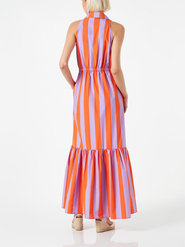 Neckholder-Kleid für Damen mit Streifendruck