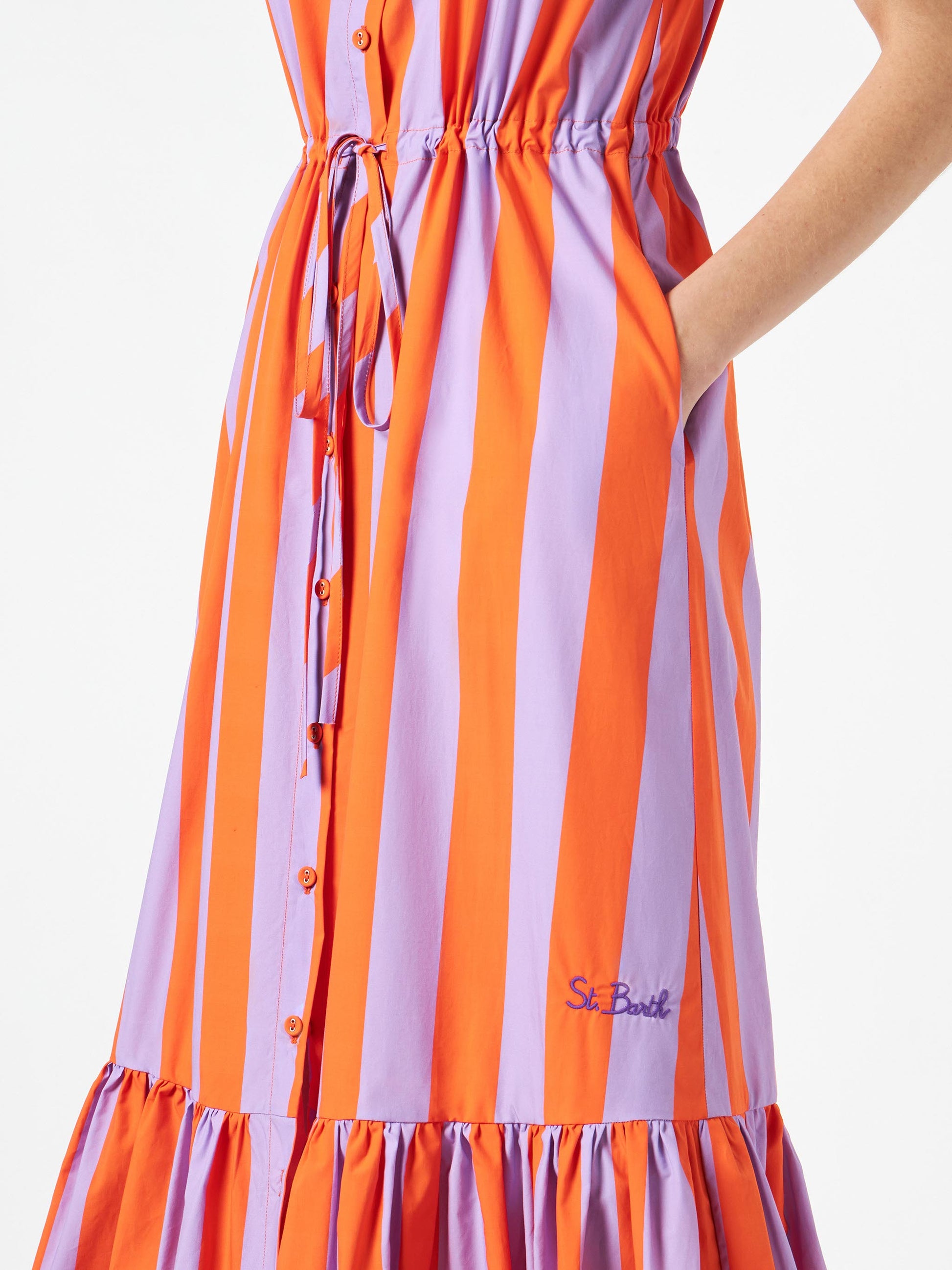 Woman halterneck dress with striped print - MC2 Saint Barth