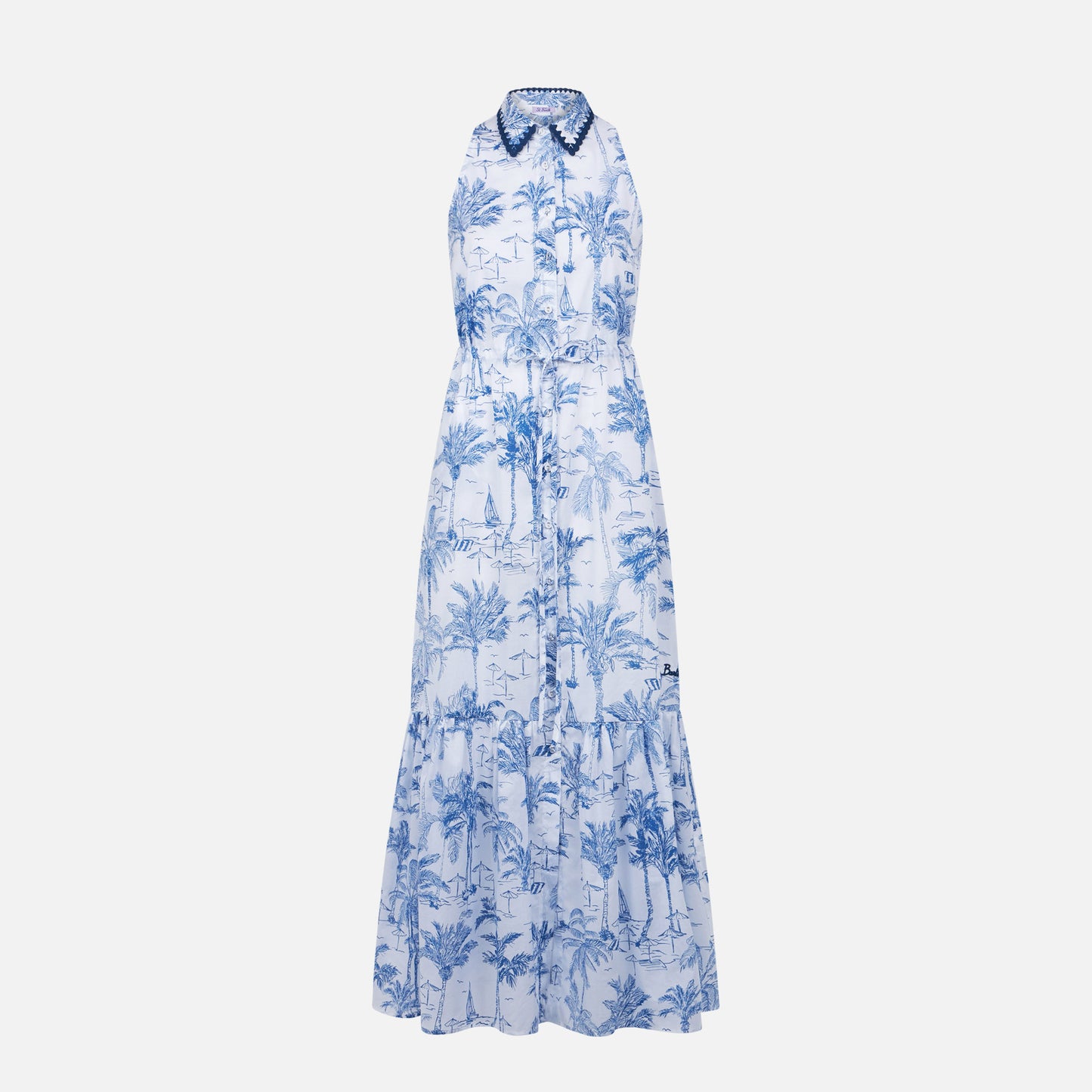Woman halterneck dress with toile de jouy print - MC2 Saint Barth