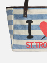 St. Tropez Canvas-Tasche mit Ledergriffen