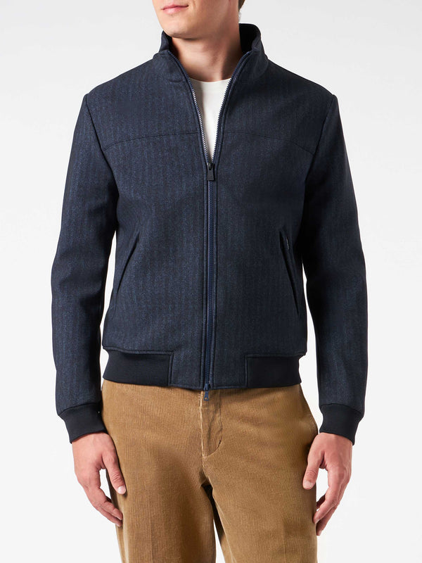 Man mid-weight herringbone bomber jacket