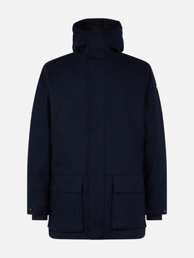 Man navy blue hooded parka jacket Voyager - MC2 Saint Barth
