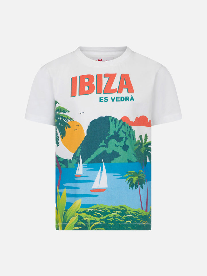 Boy cotton t-shirt with Ibiza postcard print - MC2 Saint Barth