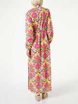 Woman beach dress with ikat print