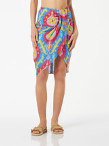 Woman mid skirt with multicolor print