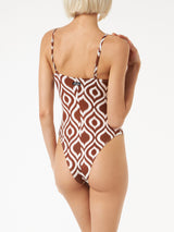 Damen-Bügel-Einteiler-Badeanzug mit Muster