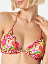 Bikini da donna a triangolo con stampa ikat