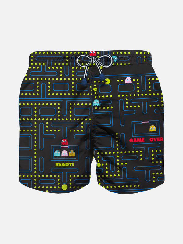 Costume da bagno da bambino in tessuto leggero con stampa Pac Man |Pacman©