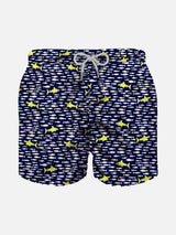 Boy swim shorts with sharks and fishes print