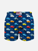 Multicolor cars print boy swim shorts
